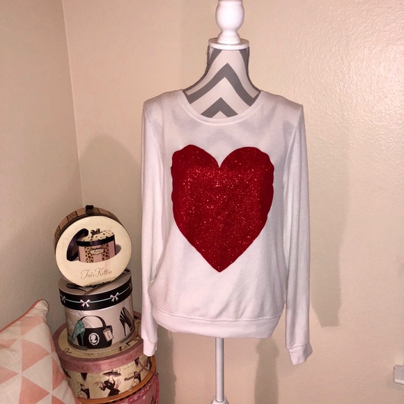 Wildfox NWOT Sparkle Red Heart Sweatshirt SALE - Picture 5 of 8